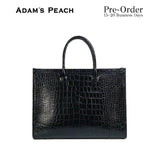 (Pre-Order) ADAM PEACH A054 Black Croc Leather Tote Bag