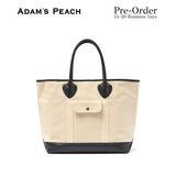 (Pre-Order) ADAM PEACH AP052 Cream Canvas Navy Tote Bag