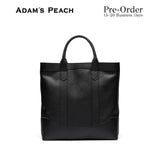 Pre-Order) ADAM PEACH Black Shrunken Leather D.L Tote bag