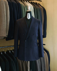 Drop6 Sport Jacket Linen Herringbone Double Breasted Navy