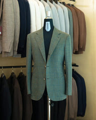 Drop6 Sport Jacket Wool Silk Linen Check Green
