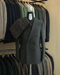 Drop6 Suit Wool Chalk Stripe Double Breasted Grey