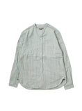 Empire & Sons L/S Classic Band Collar Shirt Vintage Oxford – Green/Beige