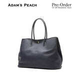 (Pre-Order) ADAM PEACH Navy Leather Tote Bag