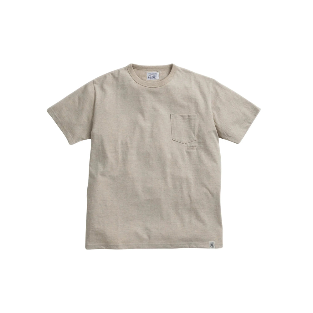 Riding High Custom LW Pocket S/S Tee R185-0101B Oatmeal – cotton pocket T-shirt made in Japan เสื้อยืดกระเป๋าหน้า