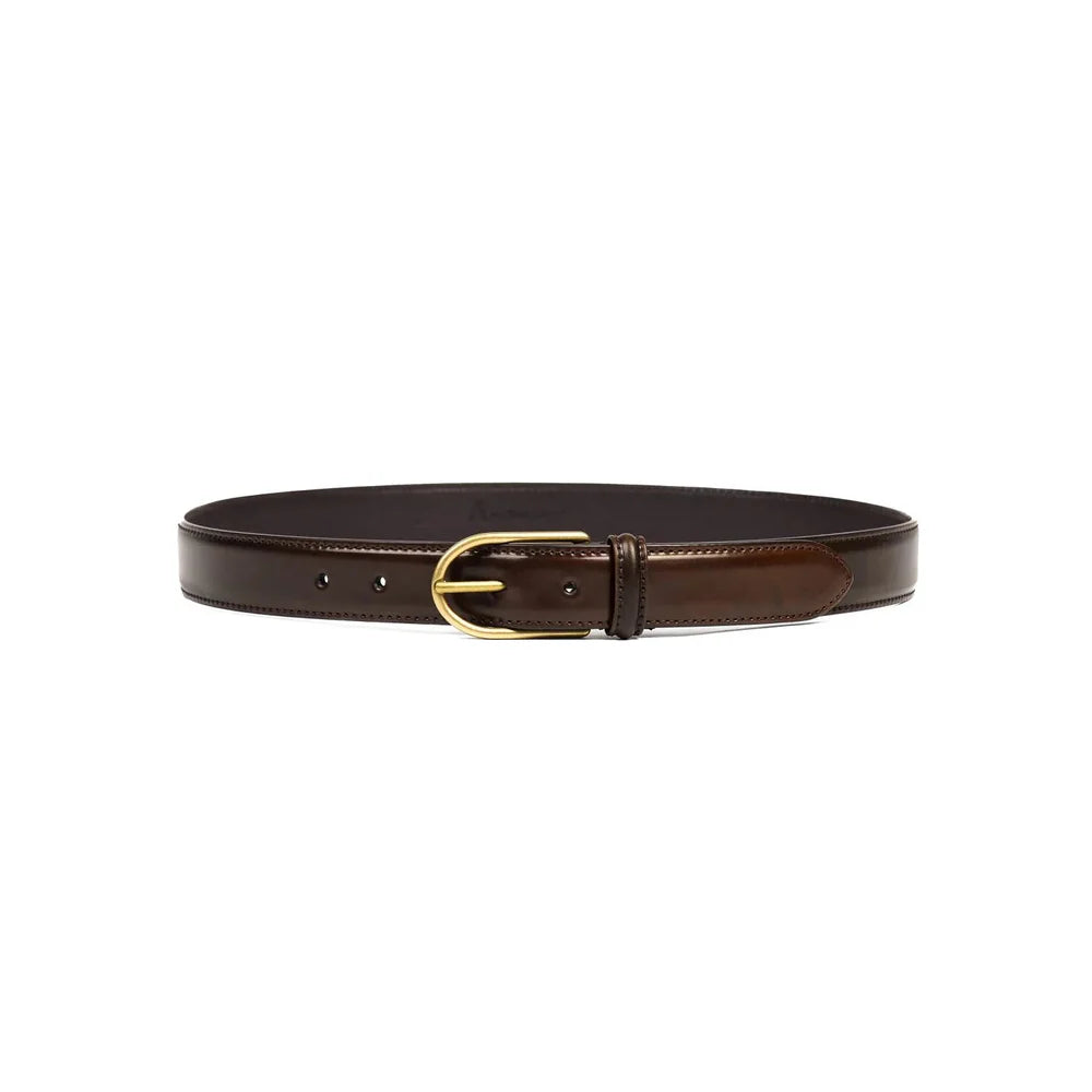andersons brass buckle belt cordovan dark brown front full view