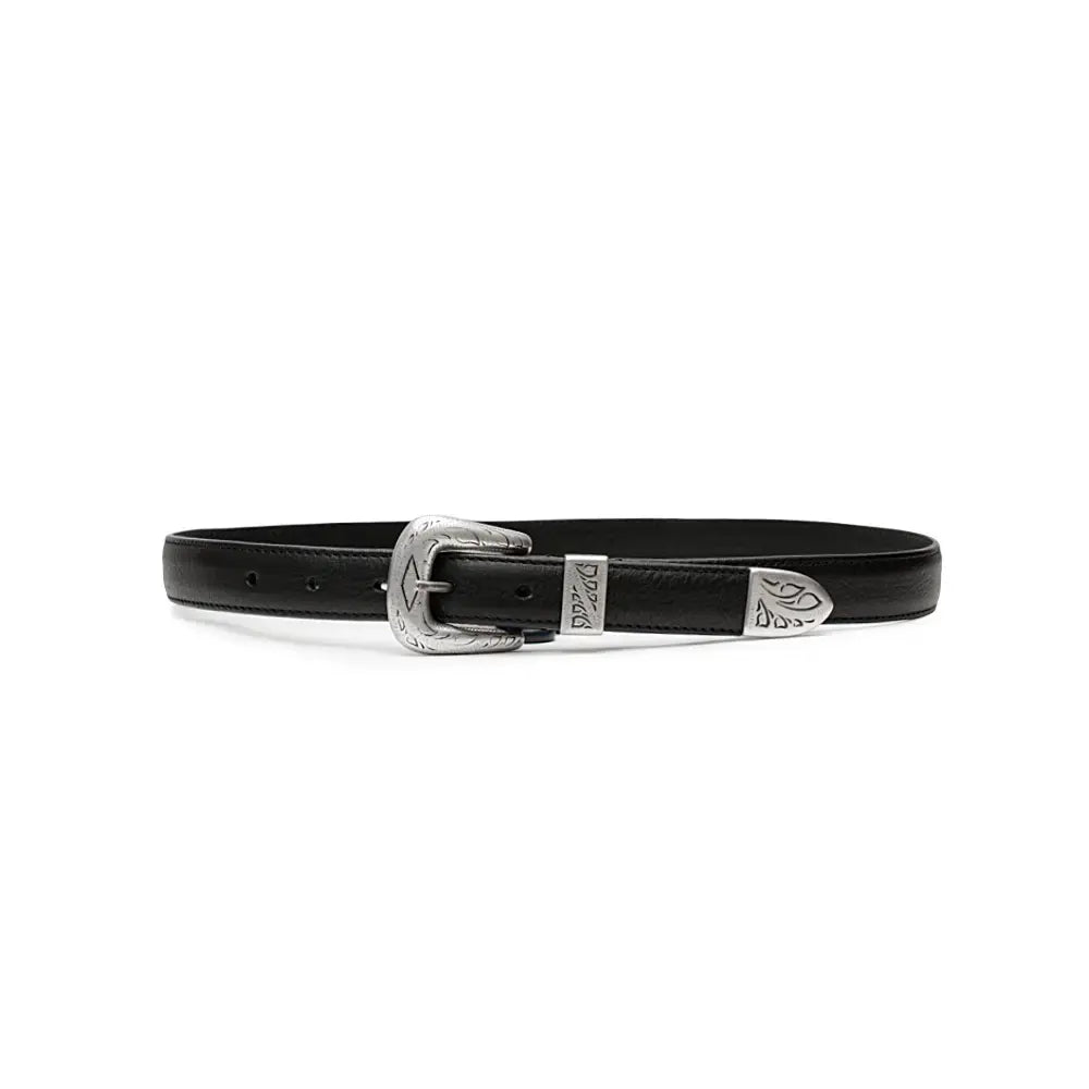 andersons grained western leather belt black front full view