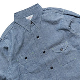 Side view of the Big Yank 1935 Original Chambray Shirt Indigo showing sleeve shape, shirt length, and traditional workwear profile for Clothier & Sons.