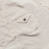 Pocket detail of the Big Yank 1935 Original Chambray Shirt Natural highlighting pocket shape, stitching precision, and classic Big Yank workwear detailing for Clothier & Sons.