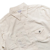 Side view of the Big Yank 1935 Original Chambray Shirt Natural showing sleeve shape, shirt length, and traditional workwear profile for Clothier & Sons.