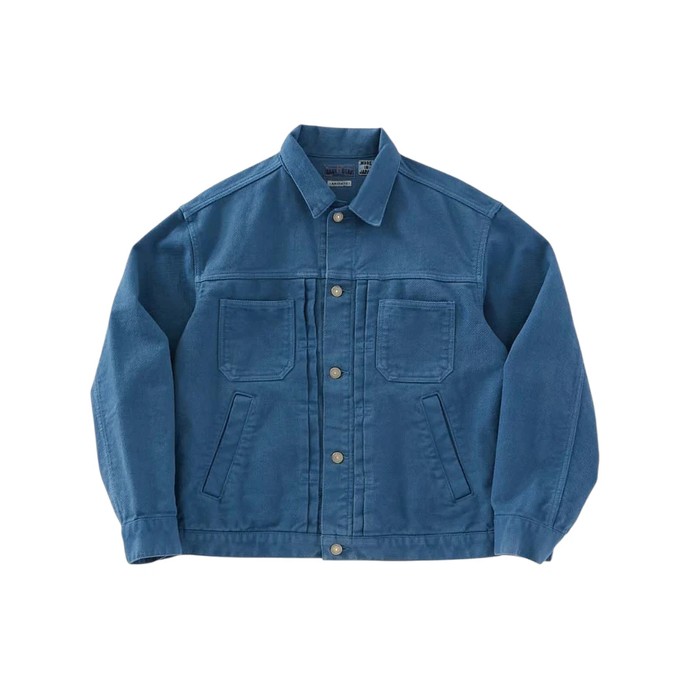 Blue Blue Japan Blue Indigo Sashiko Trucker Jacket Front View