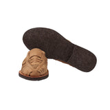 Sole detail of the Chamula Brasilia Sand Suede revealing the leather sole construction, flexibility, and traditional handmade finish for Clothier & Sons.