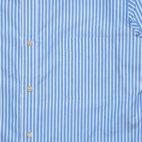 Full front view of the Drop6 New Bengal Stripe Button Down Shirt Blue showing traditional OCBD silhouette and balanced stripe proportions for Clothier & Sons.