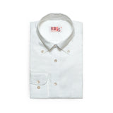 Folded front view of the Drop6 New Plain Oxford Button Down Shirt White showing button-down collar, front placket, and chest pocket for Clothier & Sons.