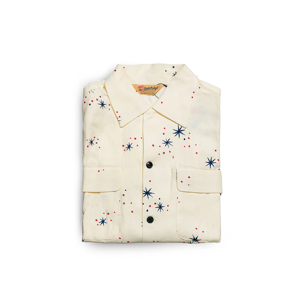 Groovin High #260106 1950s L/S Shirt Star Ivory Front View