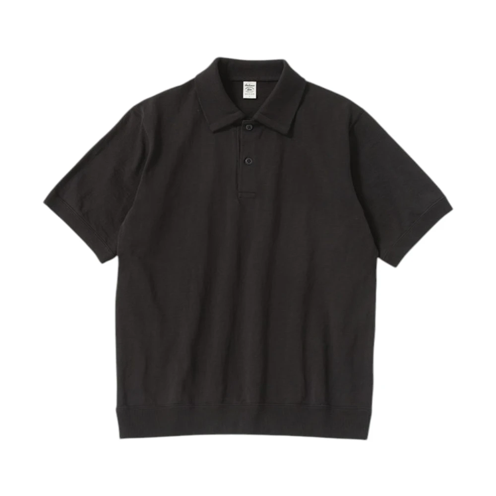 Jackman Dotsume Rib Polo Black Front View
