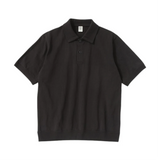Jackman Dotsume Rib Polo Black Front View