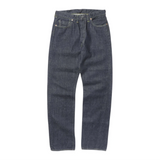Front view of the Jelado S301xx 1942wpb L-181 Simplified Model showing the classic straight leg silhouette, wartime-inspired simplified details, and deep indigo denim for Clothier & Sons.