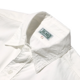Collar detail of the Jelado Smoker Shirt White showing collar shape, stitching, and classic work shirt finishing for Clothier & Sons.
