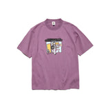 Front view of the J.Press Aaron Illust T-shirt Graphic Purple showing the rich purple base, graphic print design, and relaxed short sleeve silhouette for Clothier & Sons.