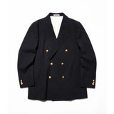 Front view of the J.Press High Twist Hopsack New Jacket 6B Blazer Navy showing the double-breasted 6 button design, structured silhouette, and classic navy tone for Clothier & Sons.