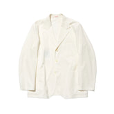 Front view of the J.Press Silk Seersucker 3B Sack Jacket White showing the classic three button sack silhouette, lightweight white tone, and relaxed Ivy style for Clothier & Sons.