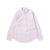 Keaton Chase USA L/S Pullover B/D Shirt Premium Oxford Candy Stripe White Red Stripe Front View