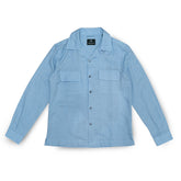 Front view of the Knickerbocker Merino Hudson Shirt Sky Blue showing the classic button-down shirt silhouette, soft sky blue tone, and clean minimalist design for Clothier & Sons.