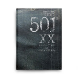 Front cover of the Levi’s 501XX A Collection Of Vintage Jeans Photo Book featuring a denim-textured cover and classic 501XX typography for Clothier & Sons.