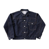 New Manual #001 T-Back Denim Jacket One Washed Indigo Front View