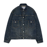 New Manual #006 LV 2nd T-Back Jacket One Washed Indigo Front View