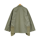 Back view of the Nigel Cabourn Fatigue Jacket Modify Green highlighting the clean back panel, structure, and classic military proportions for Clothier & Sons.