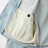 Inside label of the Old Joe Cropped Engineering Jacket Indigo showing branding, size information, and garment identification for Clothier & Sons.