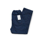 Front view of the Omnigod Men’s 10oz Denim PW Easy Pants Indigo showing the relaxed straight silhouette, elastic waist design, and rich indigo denim tone for Clothier & Sons.