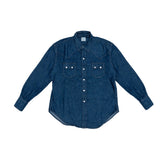เสื้อเชิ้ตยีนส์ orSlow Western Shirt รุ่น One Wash ผ้าเดนิมสีน้ำเงินเข้ม ฟอกอ่อนเล็กน้อย กระดุมสแน็ปสไตล์วินเทจ ผลิตในญี่ปุ่น