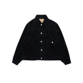 Ordinary Fits Corduroy Type 1st Jacket in black, angled front view showing silhouette and texture.