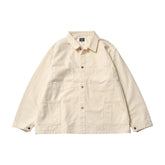 Front view of the Post O’Alls 3114R-MH4 USMC 1930s Utility Jacket Mini HBT Natural showing the classic four-pocket utility design, natural tone fabric, and vintage military-inspired silhouette for Clothier & Sons.