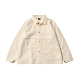Front view of the Post O’Alls 3114R-MH4 USMC 1930s Utility Jacket Mini HBT Natural showing the classic four-pocket utility design, natural tone fabric, and vintage military-inspired silhouette for Clothier & Sons.
