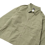 Pocket detail of the Post O’Alls 3114R-MH4 USMC 1930s Utility Jacket Mini HBT Sage highlighting flap pocket construction and reinforced stitching for Clothier & Sons.