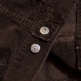 detail of the Remi Relief 14W Corduroy 2nd Jacket in Brown highlighting precise construction and workmanship for Clothier & Sons.