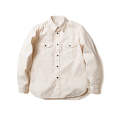 Seuvas 8oz Canvas Flap Work Shirt in natural, front view on mannequin.