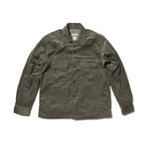 Seuvas Corduroy CPO Shirt in sage, front view on mannequin.