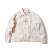 Seuvas Herringbone Trucker Jacket in natural, front view on mannequin.