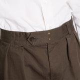 Back view of the Soundman Clarke trousers in army green showing the structured fit and back pocket detail.