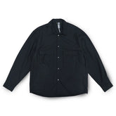 Front view of the Unaffected Drawstring Shirt Black showing the relaxed shirt silhouette, clean black tone, and adjustable drawstring hem for Clothier & Sons.
