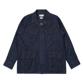 Universal Works Kaihara LT WT Denim Jungle Jacket Indigo Front View