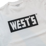 Side profile of the Westoverall Box Logo Print T-shirt White showing sleeve length, shoulder line, and overall proportions for Clothier & Sons.