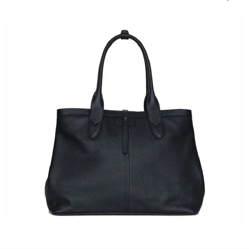 ADAM PEACH AP050 Black Leather Tote Bag