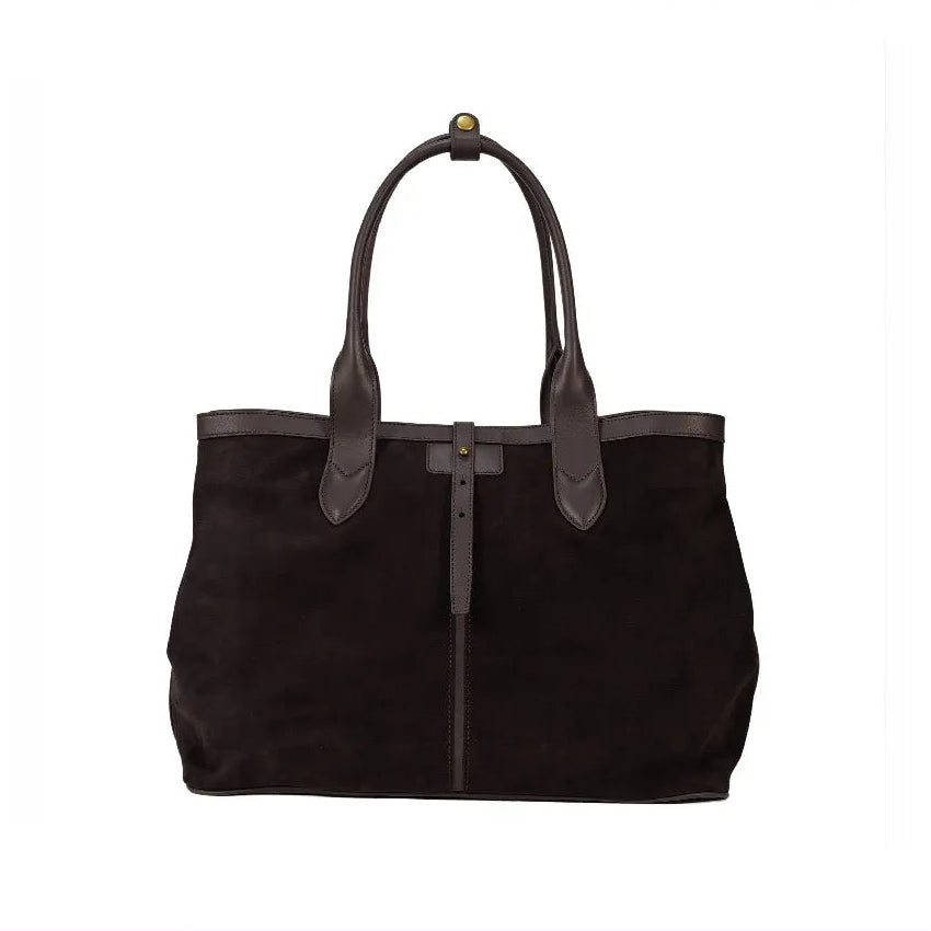 ADAM PEACH AP050 Suede Dark Brown Tote Bag