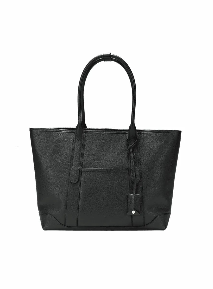 ADAM PEACH AP055 Leather Black Tote Bag
